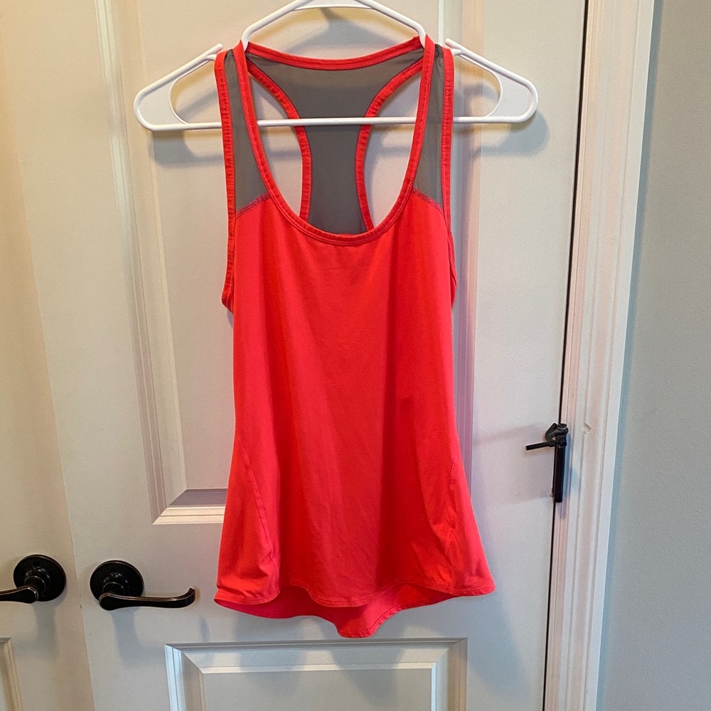 Athleta Pink Racerback Tank with Gray Mesh